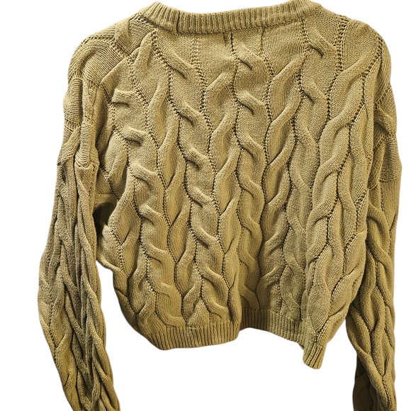 Y2k Pink Rose Women's Cable Knit Sweater - Sage - Picture 2 of 3